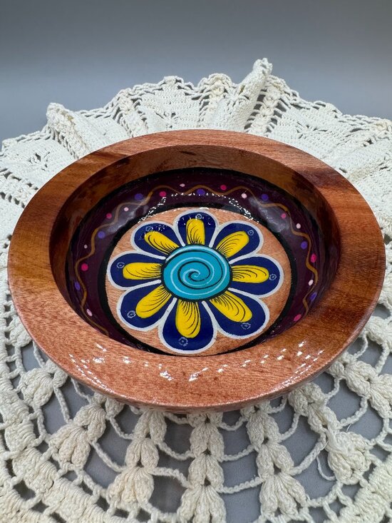 Other - VTG Roberto Rios Mexican Folk Art Painted Wood Bowl